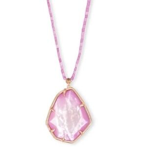 Kendra Scott Beatrix Long Beaded Pendant Necklace Pink Howlite Stone.